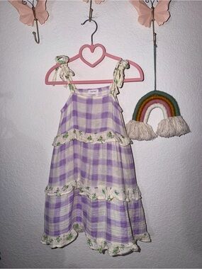 Angel Dear Lavender and Cream Smocked Top